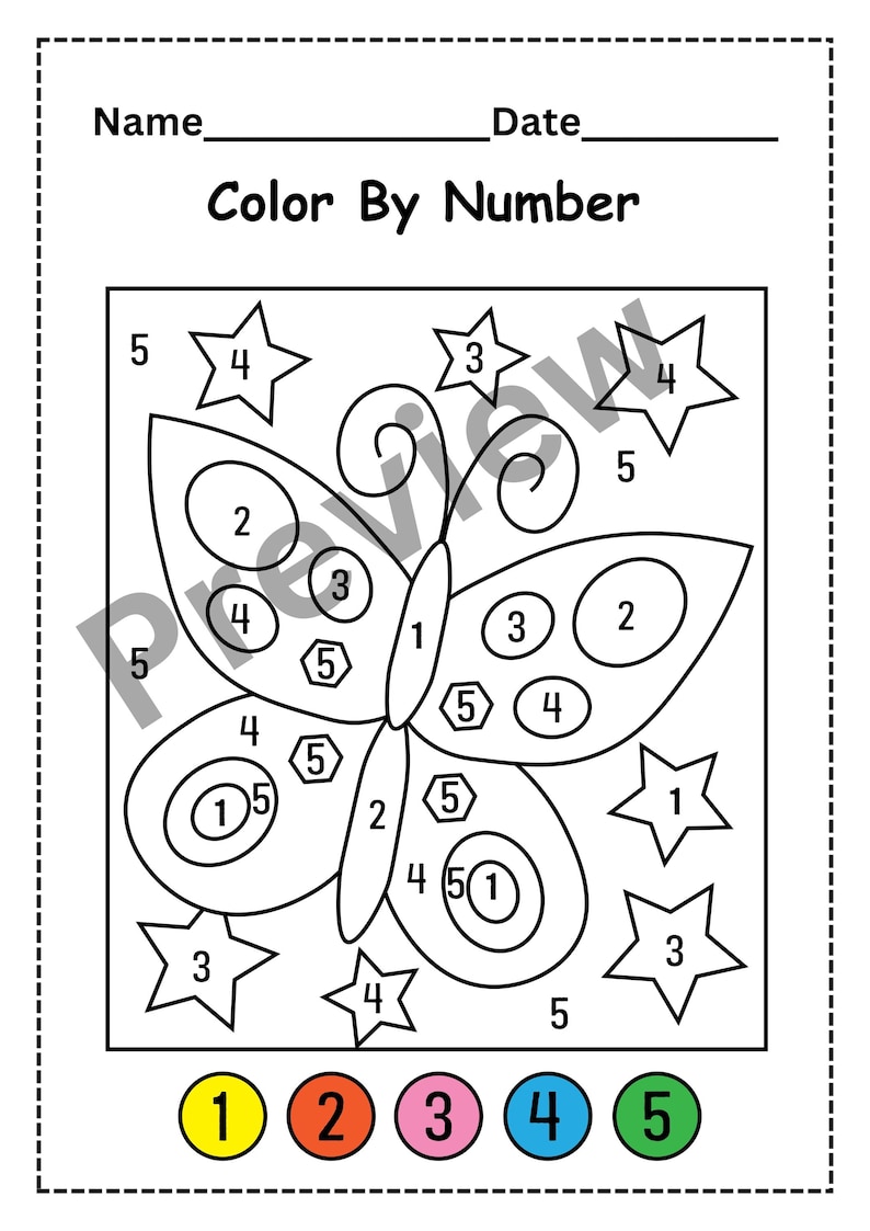 Animal Color by Number Worksheets for Kids 14 page Preschool Animal
