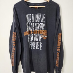 Vintage Harley Davidson Ride Free Long Sleeve T-Shirt (Size Large)