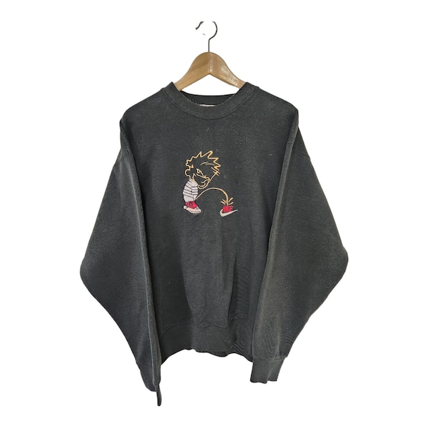 Vintage Sweatshirt Junge Pinkeln Calvin Pinkeln Calvin und Hobbes Seltenes Fundstück Made in USA Größe XL