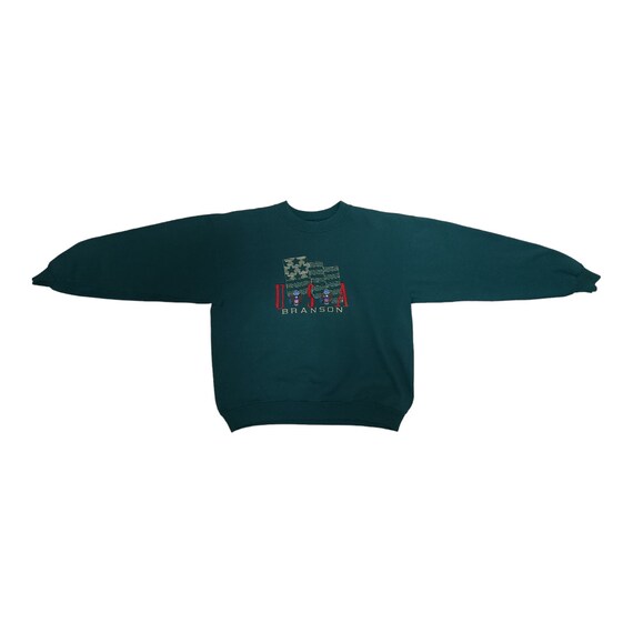 Vintage USA Branson Green Crewneck Sweatshirt Mad… - image 3
