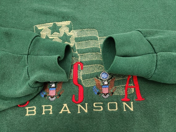 Vintage USA Branson Green Crewneck Sweatshirt Mad… - image 7