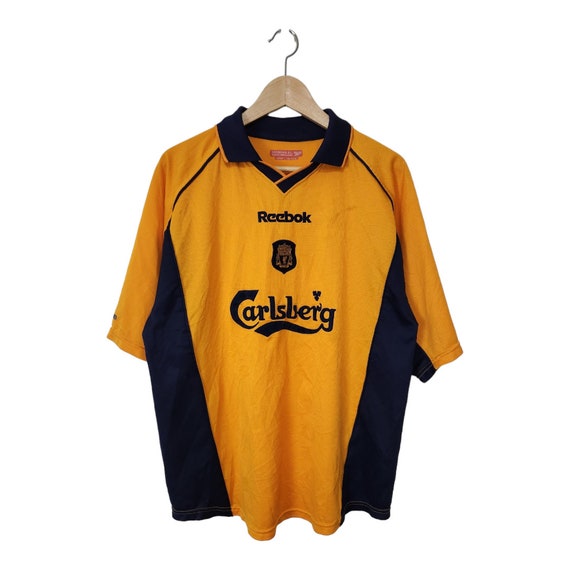 Vintage 00 01 Liverpool Away Soccer Jersey Reebok Carlsberg EPL
