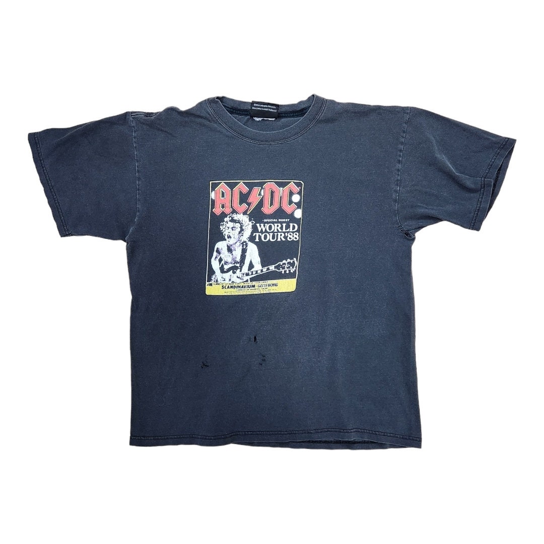 Vintage AC/DC World Tour 1988 Crewneck T-shirt Rare Print Goteborg ...
