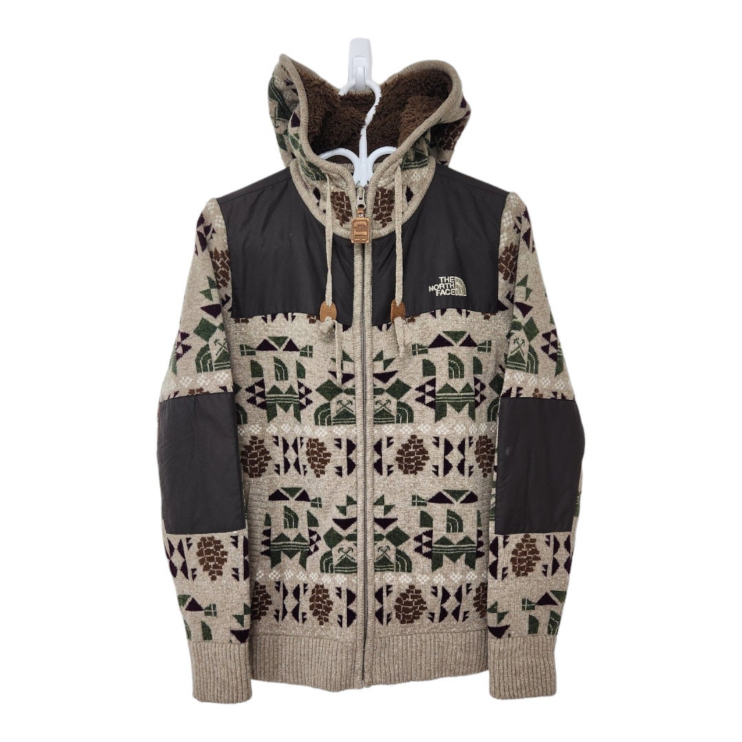 Vintage the North Face Sherpa Lined Full Zip-up Knitted Jacket TNF Size XS - Etsy
