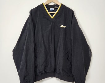 Vintage Reebok Nylon Windjacke mit V-Ausschnitt / Größe Groß