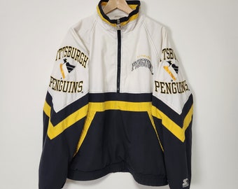 Vintage Pittsburgh Penguins Half Zip Windbreaker Jacket / Size Large