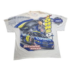 Vintage Nascar, XL, Jimmie Johnson White T-Shirt, Racing T, sportwear, Streetwear, 100% Cotton, AOP