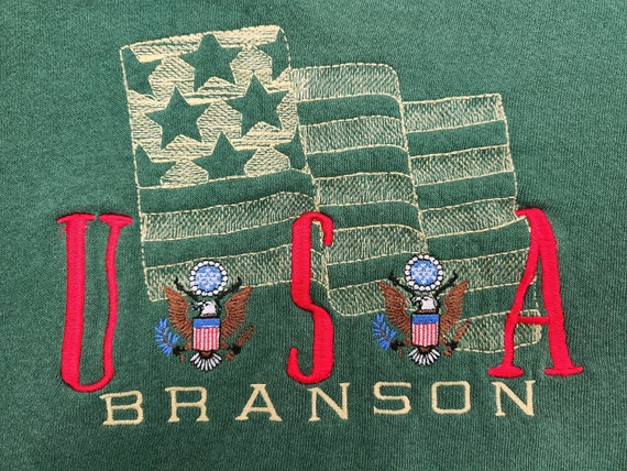Vintage USA Branson Green Crewneck Sweatshirt Mad… - image 6