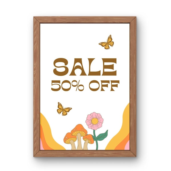 50% Sale Sign, 50 Percent Off, Boutique Sale Sign, Retail Business Signage, Printable Sale Sign, Half Price, End of Season, Digital Download