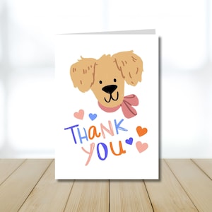 Carte de remerciement chien, carte de fête des enseignants, cadeau de remerciement, jolie carte de voeux imprimable, message d'adieu à la retraite pour amateur de chiots, numérique