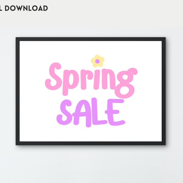 Spring Sale Sign, Boutique Sale Poster, Retail Store Signage, Pink and Purple Floral, Pretty Aesthetic, Cute, Printable Digital Download,