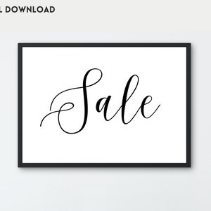 Sale Sign for Boutique Store, Printable Retail Sale Sign, Black Cursive Calligraphy, Shop Clearance Sale, Sophisticated Minimal Chic Digital