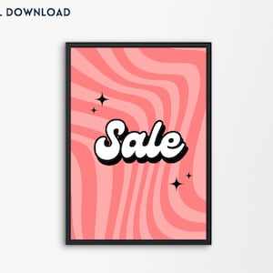 Sale Sign for Retail Store, Printable Sale Poster for Clearance Sale, End of Season Sale etc, Retro Style, Digital Download