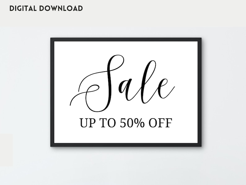 Sale Sign, 50% off Printable Sale Poster, Boutique Sale Sign, Retail ...