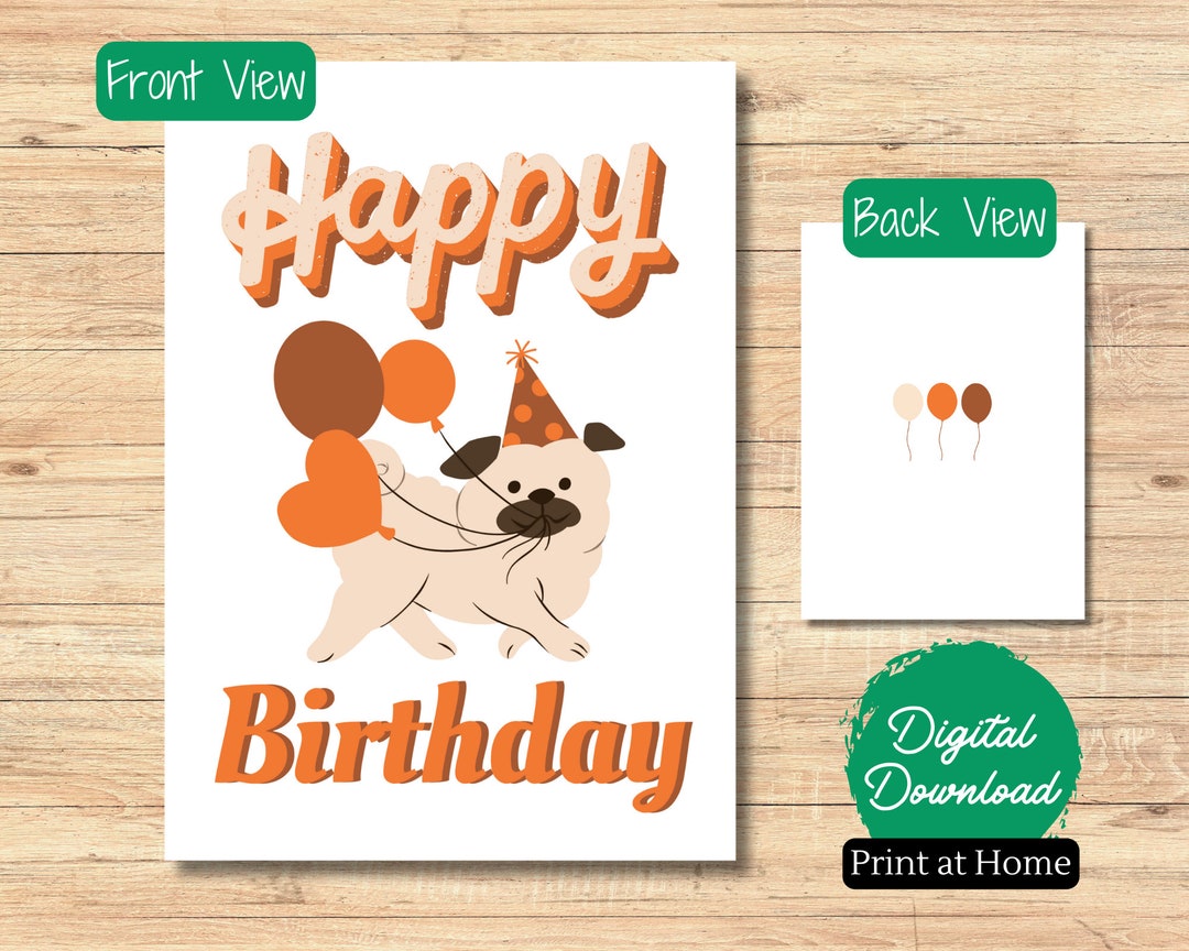 Dog Birthday Card Printable Greeting Card Cute Fun Happy - Etsy