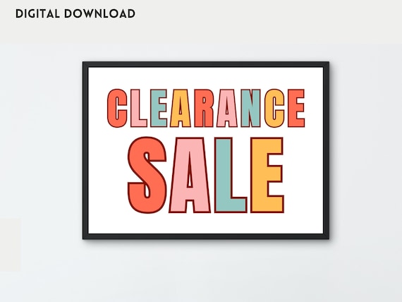 Clearance Sale Sign, Retail Store Discount Signage, Boutique