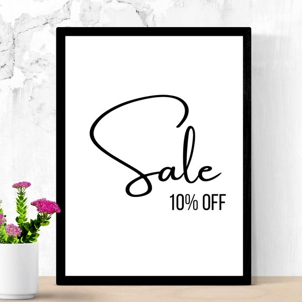 10% Off Sale Sign, 10 Percent Discount, Black White Boutique Sale Poster, Printable Signage for Boutique and Retail Stores, DIGITAL DOWNLOAD