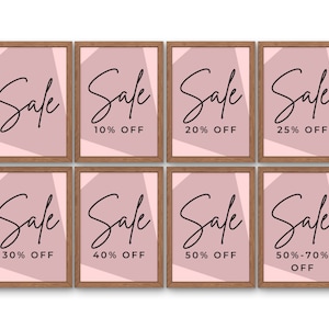 Sale Sign x8 Bundle, 10% to 70 Percent OFF Signage, Boutique Sale Sign, Printable Retail Sale Poster for Clearance Sale, Digital Download