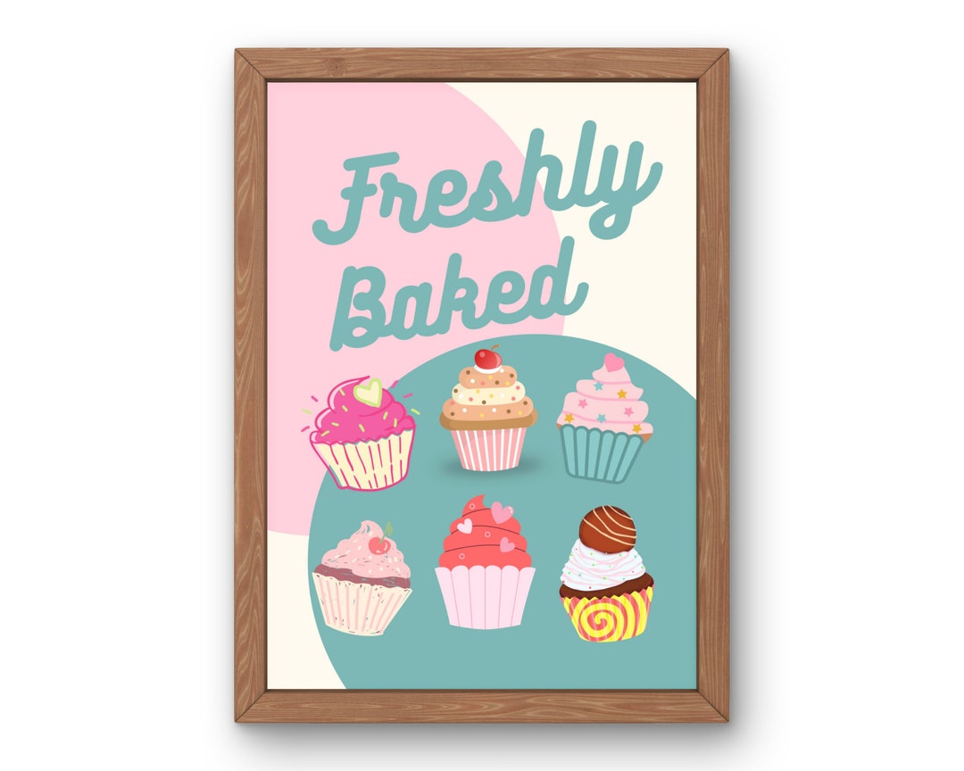 Bake Sale Sign Freshly Baked Sign Bake Sale Poster Cupcake Etsy
