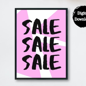 Roze verkoopbord, bord boetiekverkoop, bewegwijzering detailhandelverkoop, afdrukbaar verkoopbord, winkelkorting, prijsverlaging, opruiming lente/zomer uitverkoop
