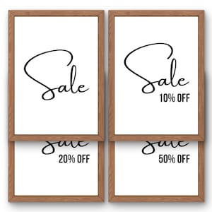 Sale Sign X4 Bundle, 10% 20 50 Percent Off, Price Reduction Retail Signage, Boutique Sale Sign Printable, Fall Summer Clearance Discount