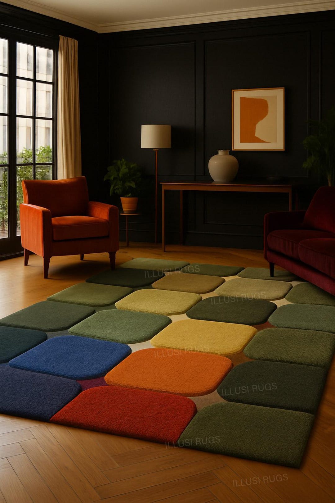 Hand Tufted Modern Color Block Area Rug | Geometric Multi-color ...