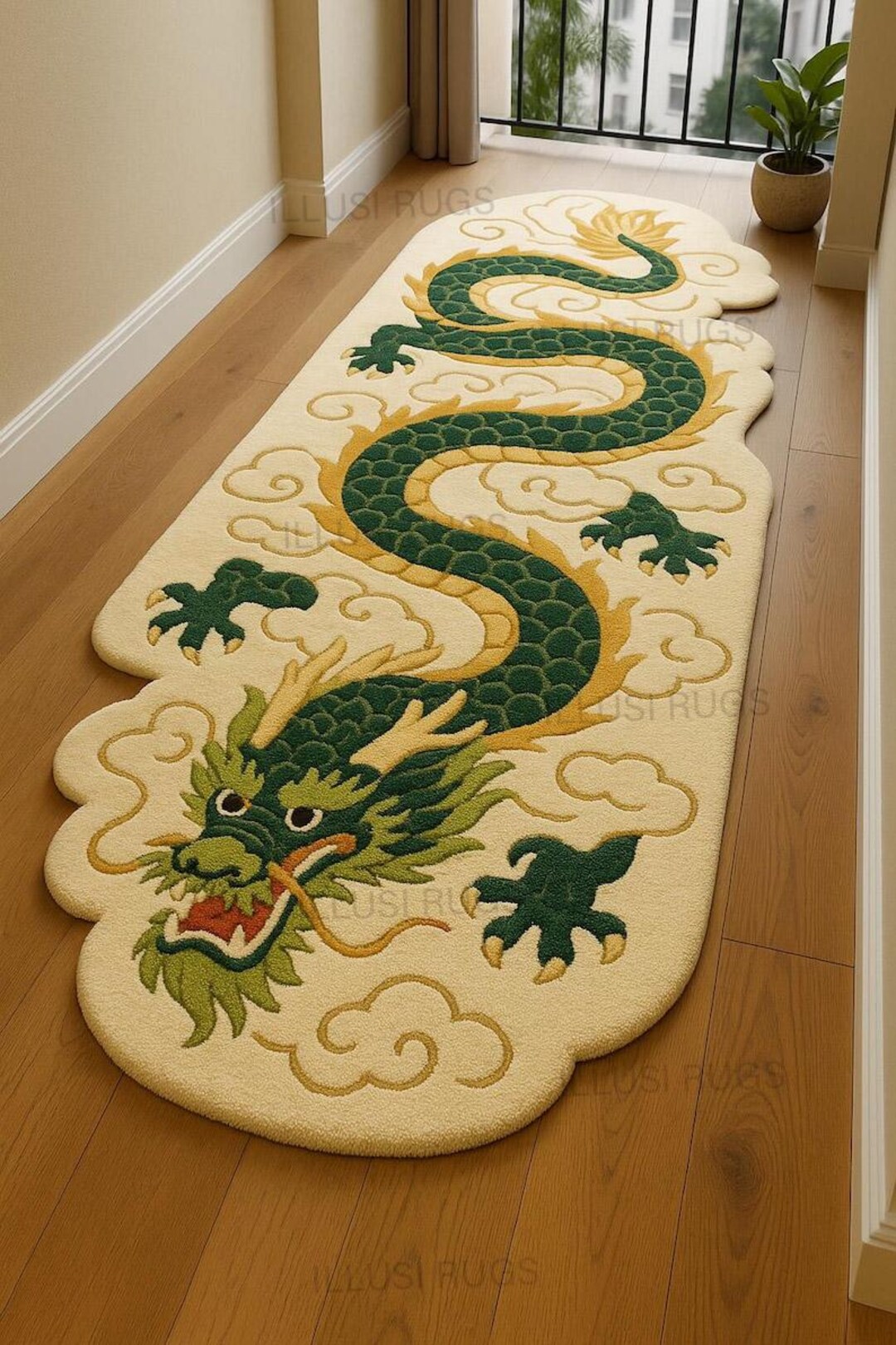 Dragon Small Rug 3x10,3x12hand-tufted Dragon Runner Rug | Oriental Wool Cloud Carpet ...
