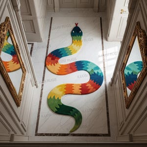Hand-Tufted Snake Rug 3X12FT – Bold Serpent Runner for Hallways | Cozy Animal Carpet Decor | Eye-Catching Reptile-Inspired Floor 3x15ft rugs