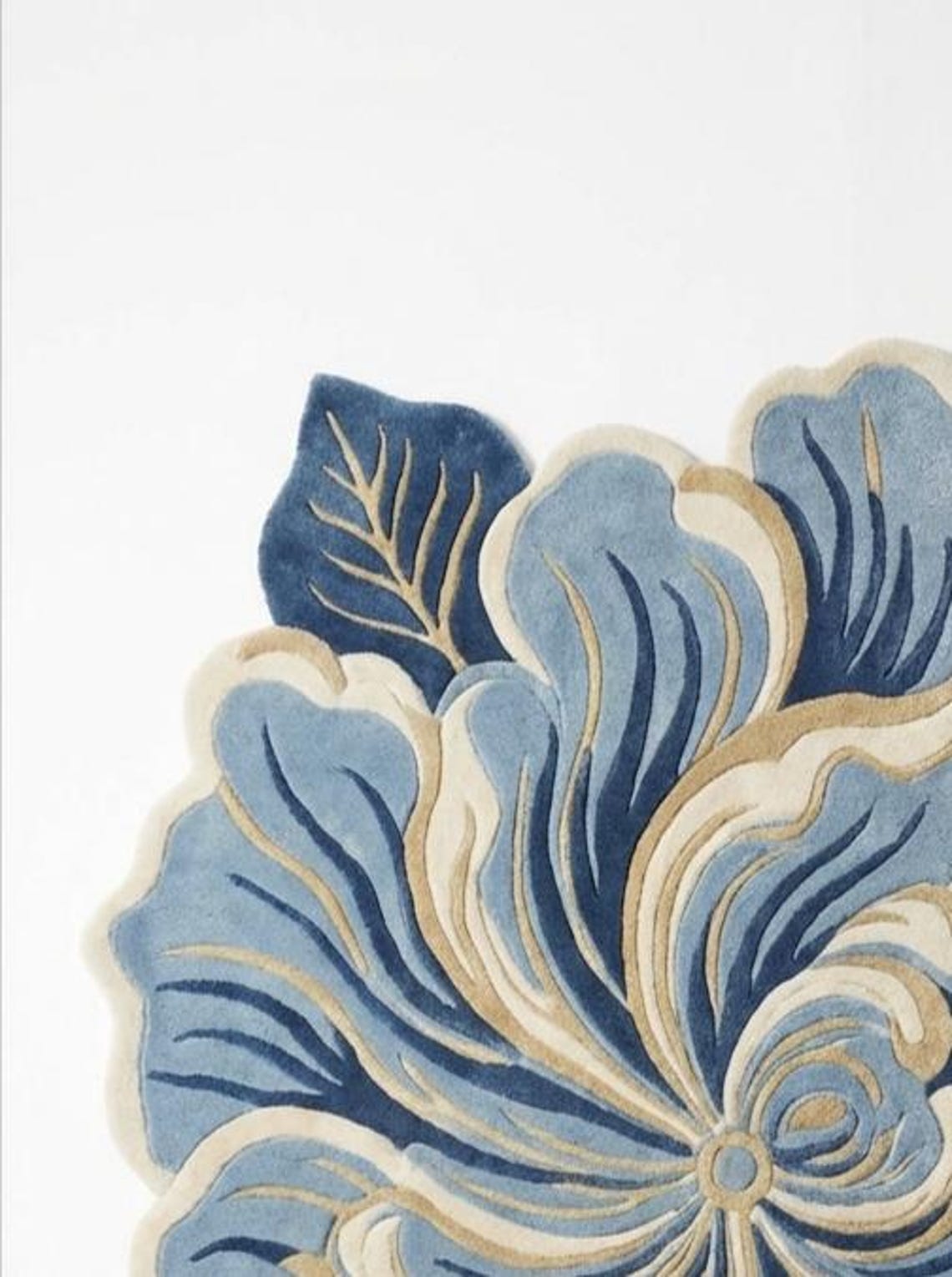 Luxury Blue Floral Hand-tufted Rug | 3D Flower Shape Carpet | Living ...