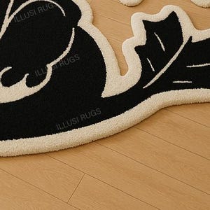 Toothless Throw Rugs 8x8feet Toothless Shaped Rug – Hand-tufted Black & Cream Dragon Carpet ...