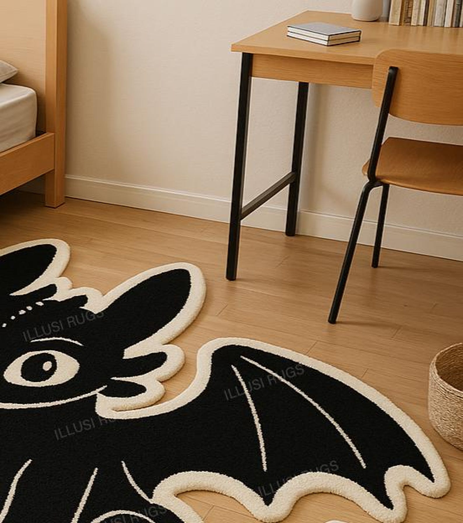 Toothless Throw Rugs 8x8feet Toothless Shaped Rug – Hand-tufted Black & Cream Dragon Carpet ...