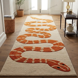3x11FT Hand-Tufted Snake Rug 3X12FT – Bold Serpent Runner for Hallways | Cozy Animal Carpet Decor | Eye-Catching Reptile-Inspired Floor Art.