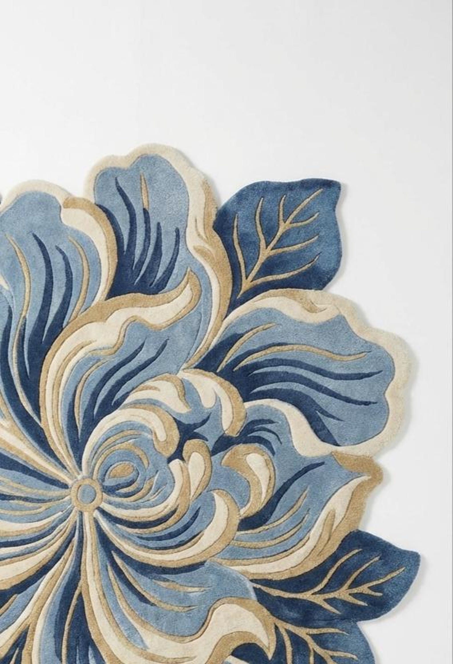 Luxury Blue Floral Hand-tufted Rug | 3D Flower Shape Carpet | Living ...