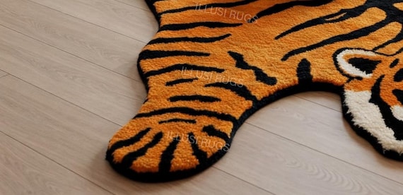 5x8, 5x7, 9x12fthandmade 4x6ft Tiger Print Rug Soft Animal Shape