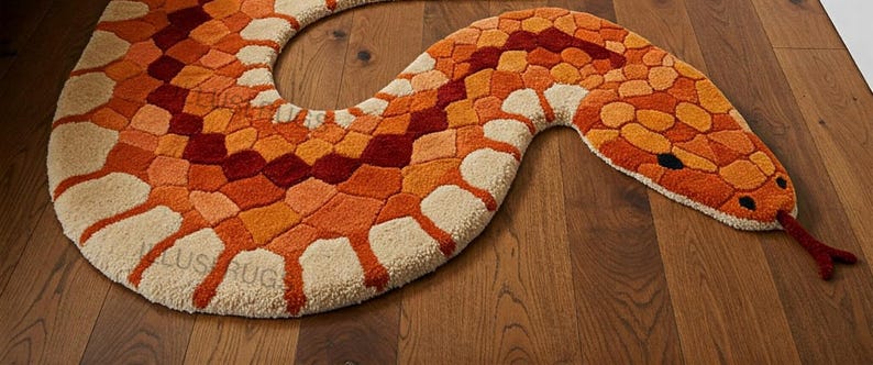 3x10fthand-tufted Snake Rug 3X12FT – Bold Serpent Runner for Hallways ...
