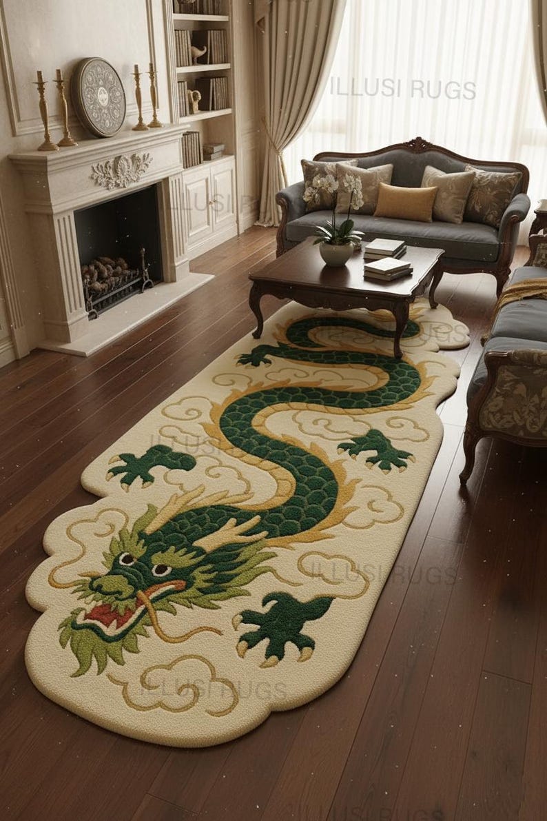 Dragon Small Rug 3x10,3x12hand-tufted Dragon Runner Rug | Oriental Wool Cloud Carpet ...