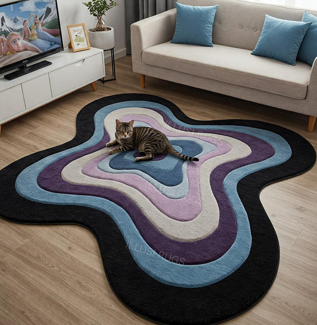 Shpe Rugs Irregular Shape Modern 4x4 Multicolour Hand Tufted Amoeba Wool Area Rug ...