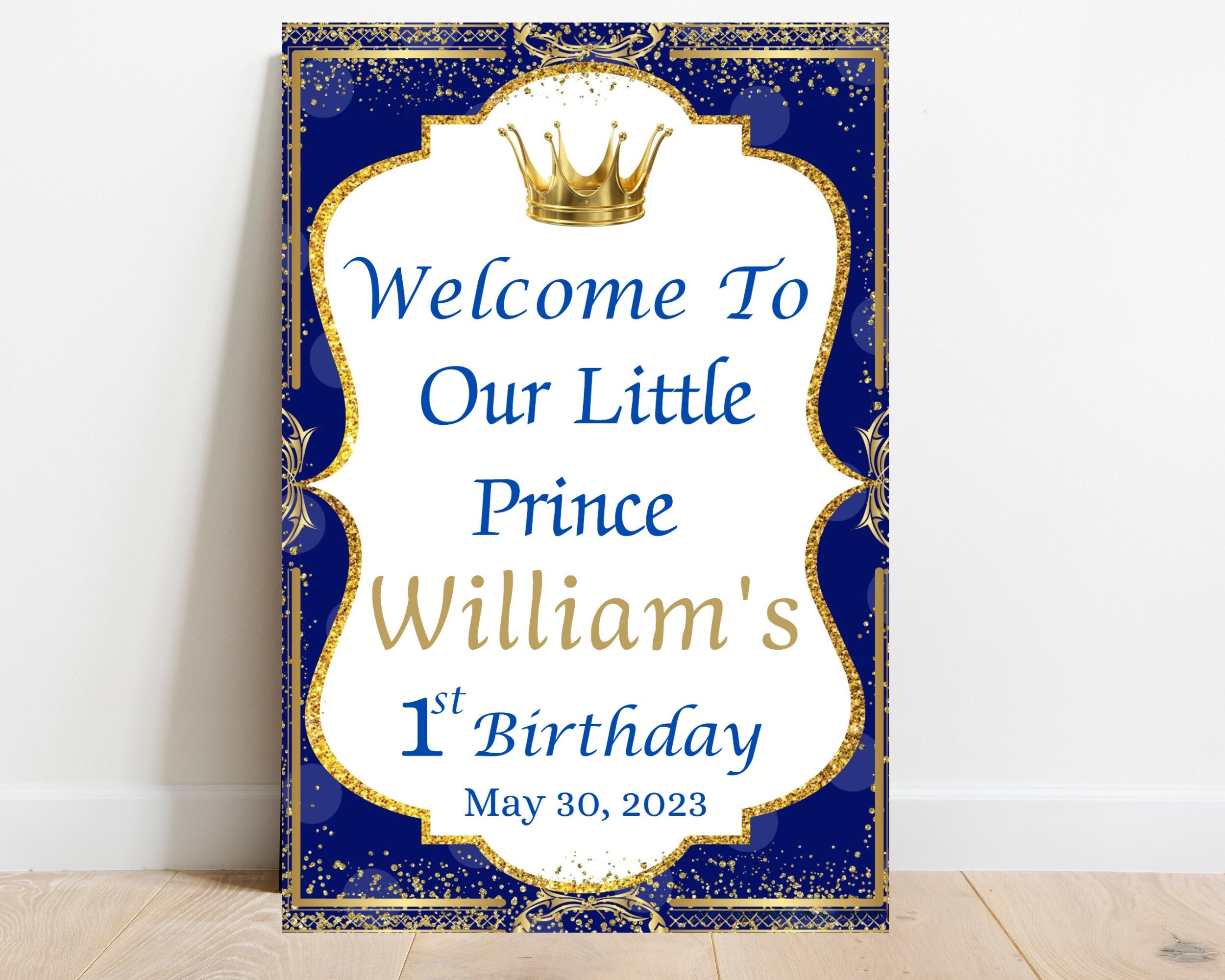 Prince 1st Birthday Party  Pastel Blue, White, Gold First Birthday Pa –  Swanky Party Box