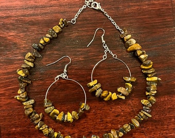 Tiger's Eye Choker & Earring Set