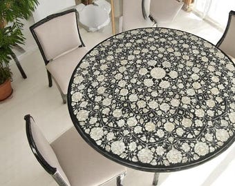 Mother Of Pearl Inlay Coffee Table, Round Table Top, Mother Of Pearl Shell Inlay, Living Room Furniture, Side & End Table, Center Table Top