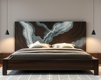 King Size Bed Headboard, Wall Mounted, Bed Frame Headboard, Live Edge Resin Decor, Queen Bad Headboard, King Bad Headboard, Headboard Panel