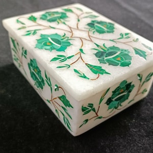 Vintage stone inlay trinket box