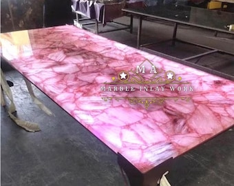 Rose Quartz Stone Slab Counter Top Random Farm House Table /Coffee Table Table top/ Vanity Top/ Slab Kitchen Counter Slab Top/Dining top