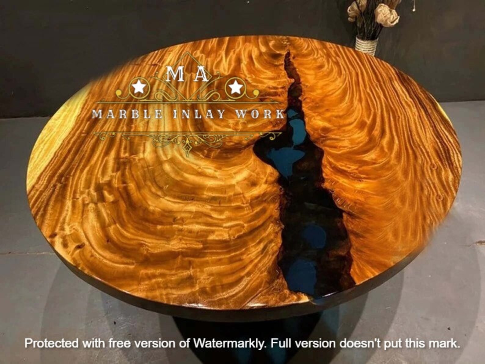 Epoxy Round Dining Table, Round Wood & Epoxy Table, Epoxy River Table