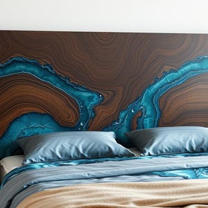 King Size Bed Headboard, Wall Mounted, Bed Frame Headboard, Live Edge Resin Decor, Queen Bad Headboard, King Bad Headboard, Headboard Panel