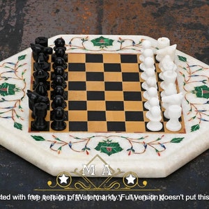 Handcrafted Marble Chess Set: Black and White Stone Board & Pieces