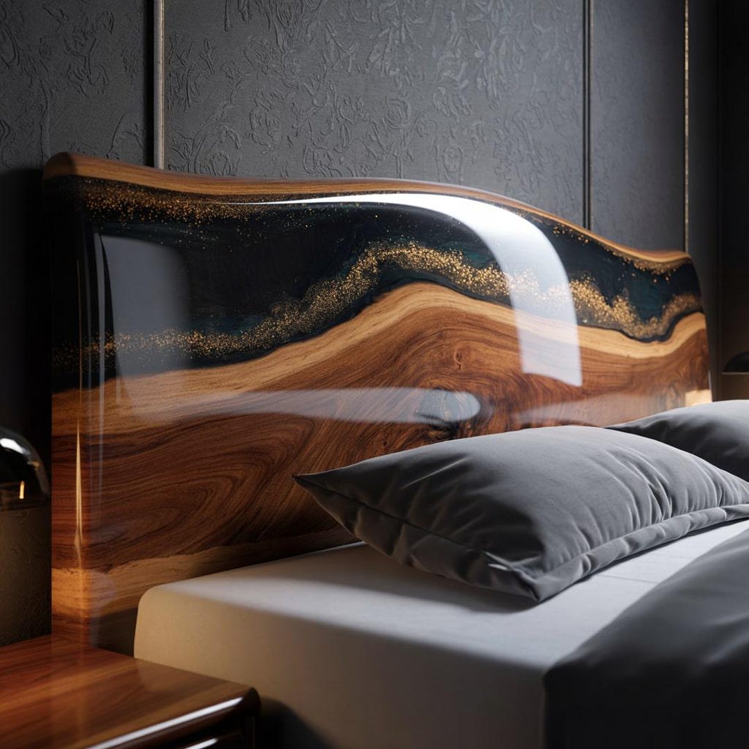 Curated visual reference: Picture Idea: Epoxy Resin Bedhead Woodcraft Headboard Wood Headboard Handmade