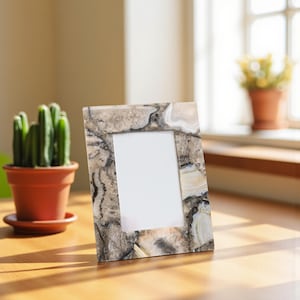 Luxury Natural Agate Stone Photo Frame | Handmade Gemstone Picture Frame for Tabletop Display | Unique Home Decor Gift