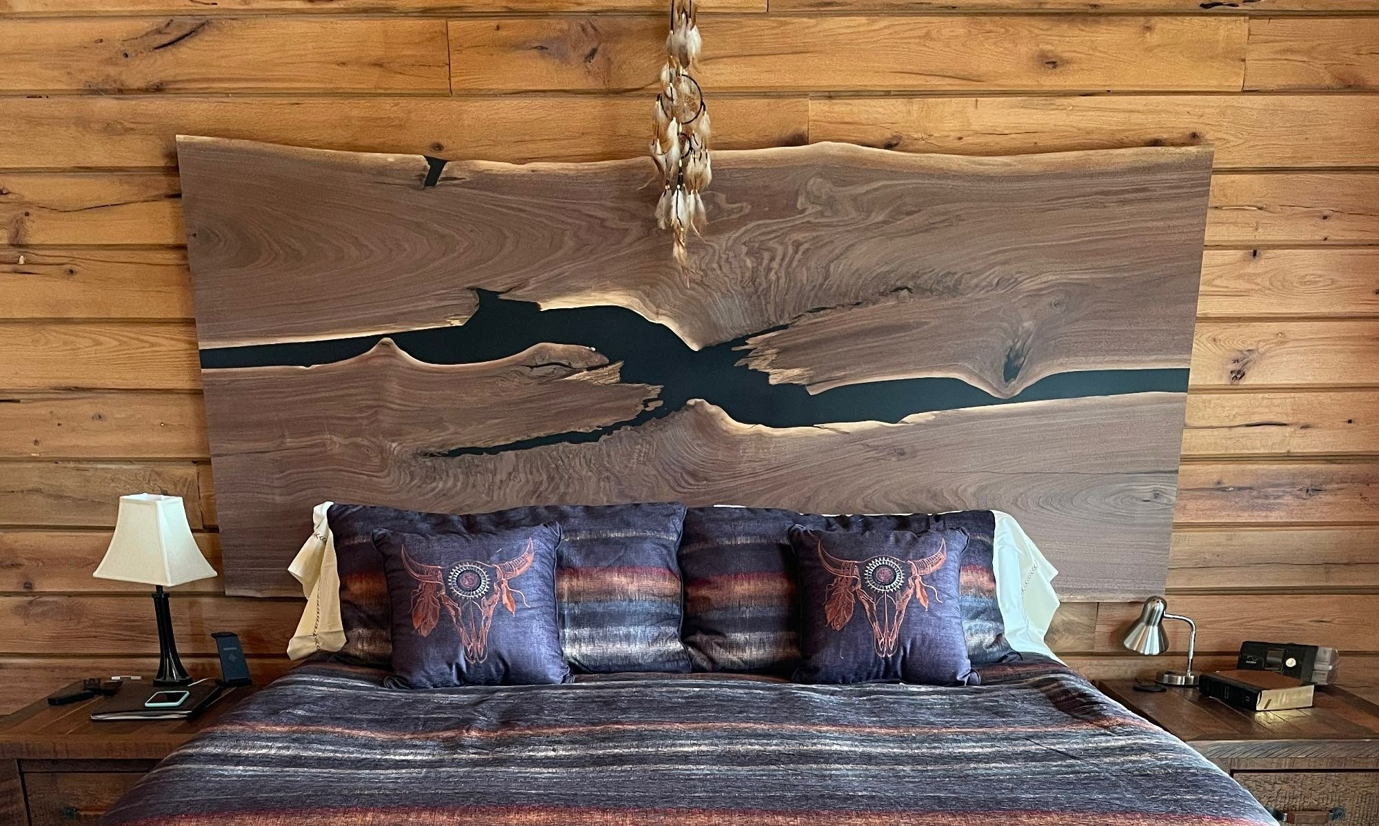 Epoxy river headboard discount
