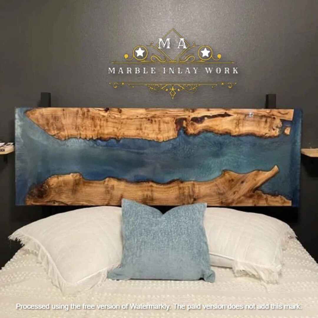 Epoxy Wooden Headboard Bedroom King Bed Headboard Resin Headboard Decor